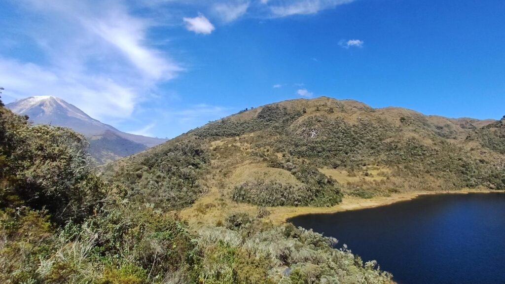 Laguna Bomboná in the Andes of Colombia with Nevado del Tolima visible in the background.