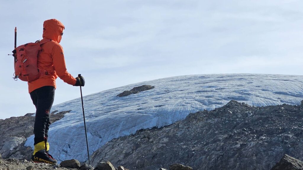 Approaching the glacier on the Nevado Santa Isabel north summit trekking route in Los Nevados National Natural Park, Colombia.
