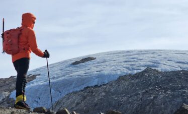 Approaching the glacier on the Nevado Santa Isabel north summit trekking route in Los Nevados National Natural Park, Colombia.